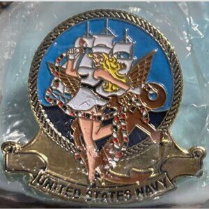 US NAVY-Pinup Girl w/Anchor Enamel Pin - New in Package
